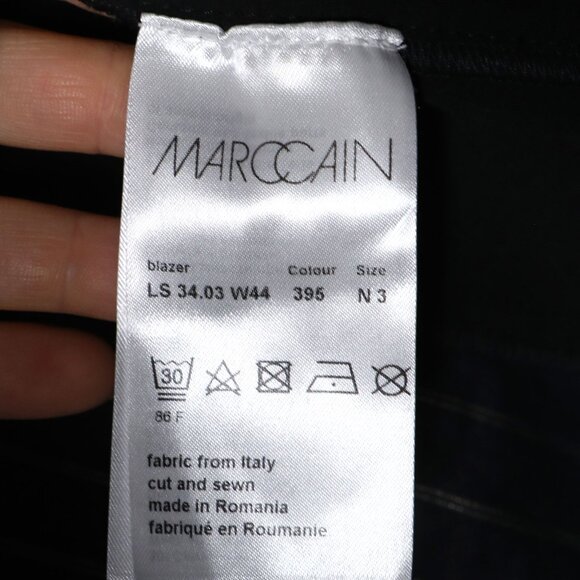 Marc Cain Linen Blend Striped Blazer Lightweight Jacket Navy Black Stretch - Picture 7 of 11